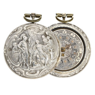 English silver pair-cased repoussé verge with date Circa 1778