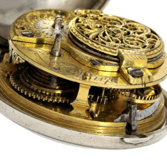 English silver pair-cased repoussé verge with date Circa 1778