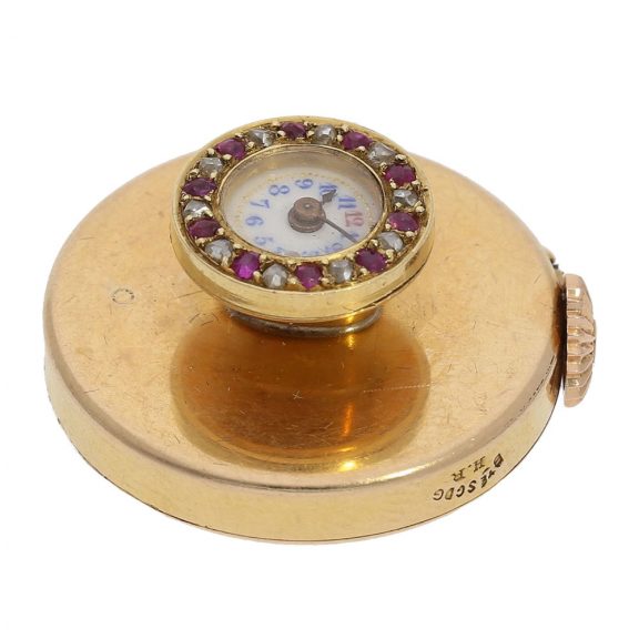 American decorative 18K rose gold buttonhole watch Circa 1900 American decorative 18K rose gold buttonhole watch Circa 1900
