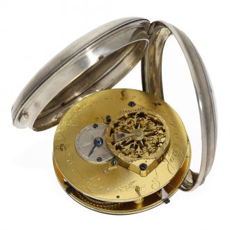 Early Danish silver open faced cylinder pocket watch Circa 1794