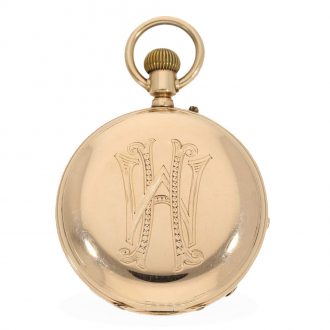 Swiss 14 carat gold early full hunter cased watch Circa 1880