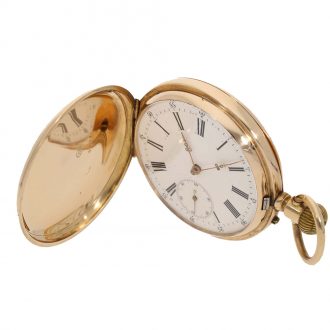 Swiss 14 carat gold early full hunter cased watch Circa 1880
