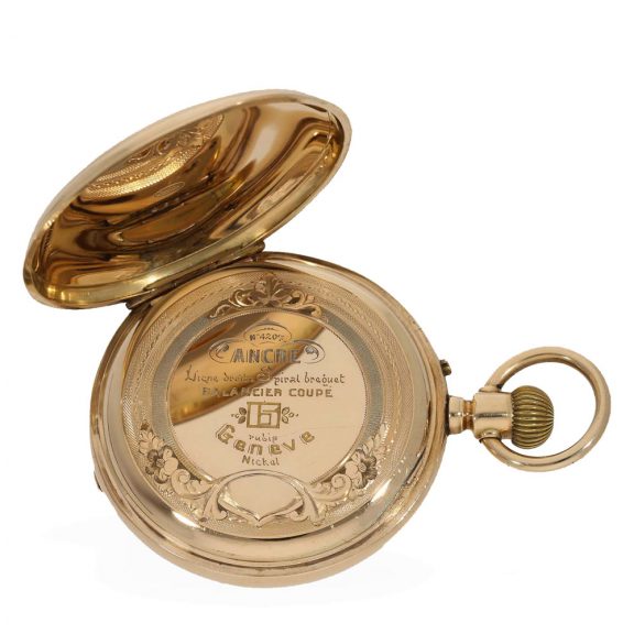 Swiss 14 carat gold early full hunter cased watch Circa 1880 Swiss 14 carat gold early full hunter cased watch Circa 1880