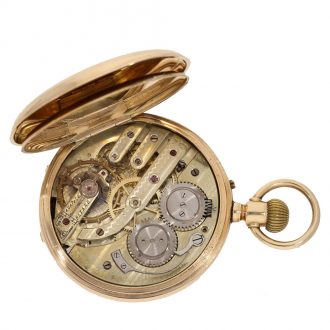 Swiss 14 carat gold early full hunter cased watch Circa 1880