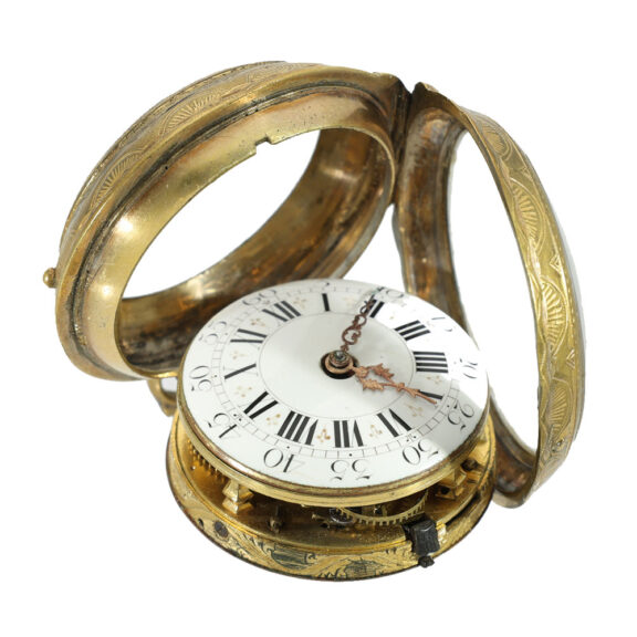 French gilt double sided key wind pocket watch Circa 1770 French gilt double sided key wind pocket watch Circa 1770