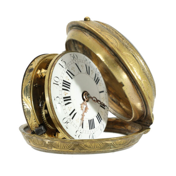 French gilt double sided key wind pocket watch Circa 1770 French gilt double sided key wind pocket watch Circa 1770
