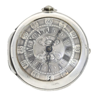 English early Champlevé silver verge pocket watch Circa 1705