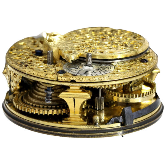 English early Champlevé silver verge pocket watch Circa 1705 English early Champlevé silver verge pocket watch Circa 1705
