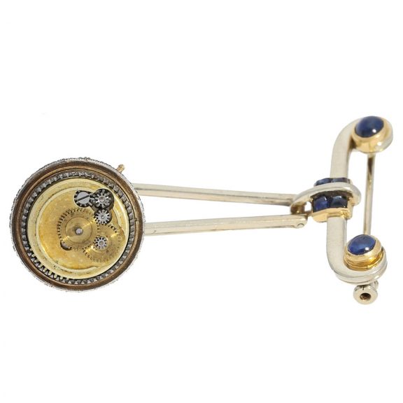 Swiss gold and platinum Boule de Genève with brooch Circa 1890 Swiss gold and platinum Boule de Genève with brooch Circa 1890