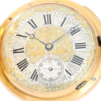 A heavy gold Swiss with a magnificent champlevé dial Circa 1890