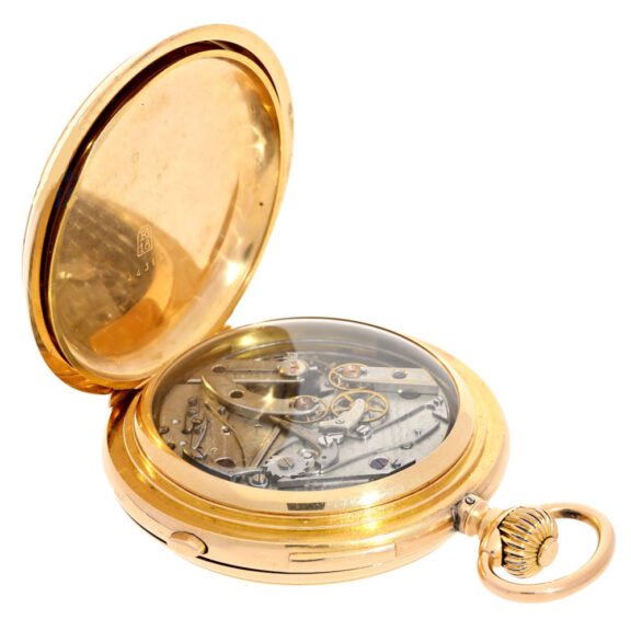 A heavy gold Swiss with a magnificent champlevé dial Circa 1890 A heavy gold Swiss with a magnificent champlevé dial Circa 1890
