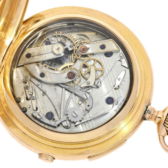 A heavy gold Swiss with a magnificent champlevé dial Circa 1890 A heavy gold Swiss with a magnificent champlevé dial Circa 1890