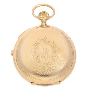 A heavy gold Swiss with a magnificent champlevé dial Circa 1890