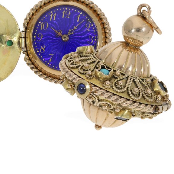 Swiss gold and gem set double cased form watch Circa 1920 Swiss gold and gem set double cased form watch Circa 1920