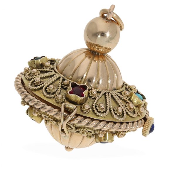 Swiss gold and gem set double cased form watch Circa 1920 Swiss gold and gem set double cased form watch Circa 1920