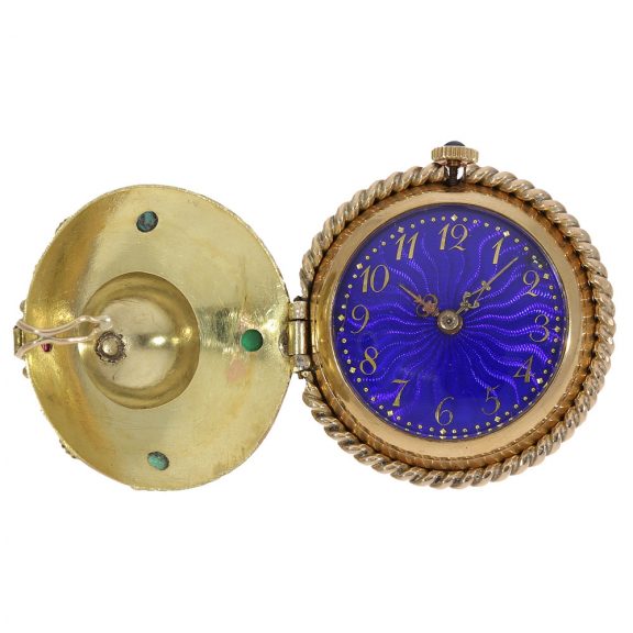 Swiss gold and gem set double cased form watch Circa 1920 Swiss gold and gem set double cased form watch Circa 1920
