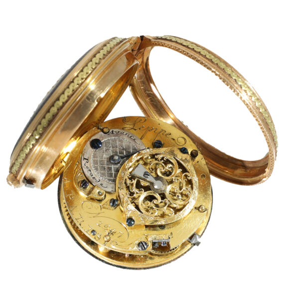 French 18 carat gold and enamel pocket watch Circa 1780 French 18 carat gold and enamel pocket watch Circa 1780