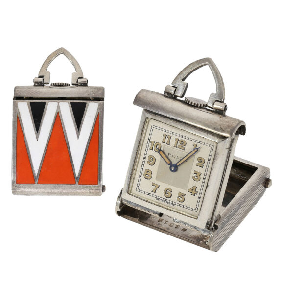 Swiss rare purse watch in silver enamelled case Circa 1928 Swiss rare purse watch in silver enamelled case Circa 1928