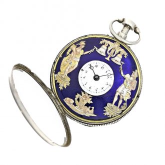 Swiss silver repeating verge watch with early Jacquemart Circa 1800 Swiss silver repeating verge watch with early Jacquemart Circa 1800