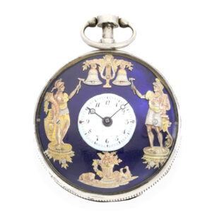 Swiss silver repeating verge watch with early Jacquemart Circa 1800