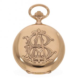 14 Carat gold heavy fine precision watch with matching watch chain Circa 1890