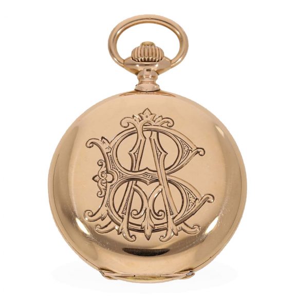 14 Carat gold heavy fine precision watch with matching watch chain Circa 1890 14 Carat gold heavy fine precision watch with matching watch chain Circa 1890