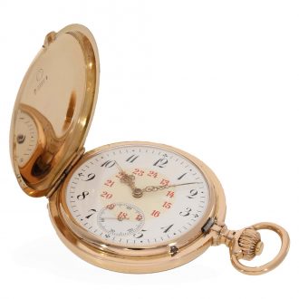 14 Carat gold heavy fine precision watch with matching watch chain Circa 1890