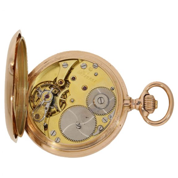 14 Carat gold heavy fine precision watch with matching watch chain Circa 1890 14 Carat gold heavy fine precision watch with matching watch chain Circa 1890