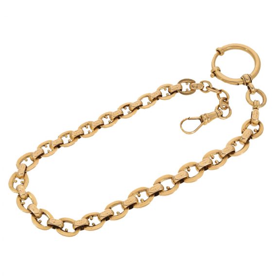 14 Carat gold heavy fine precision watch with matching watch chain Circa 1890 14 Carat gold heavy fine precision watch with matching watch chain Circa 1890