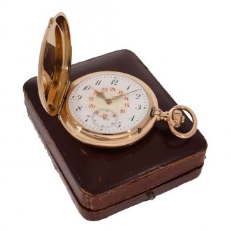 14 Carat gold heavy fine precision watch with matching watch chain Circa 1890
