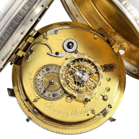 French large silver repeating verge clockwatch Circa 1800 French large silver repeating verge clockwatch Circa 1800