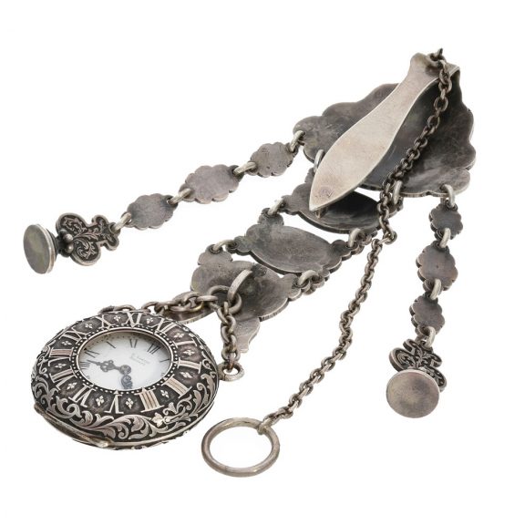 French silver pocket watch with unique Renaissance style Circa 1870 French silver pocket watch with unique Renaissance style Circa 1870