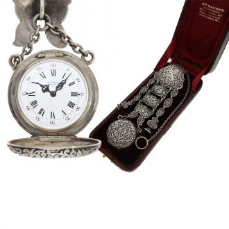French silver pocket watch with unique Renaissance style Circa 1870