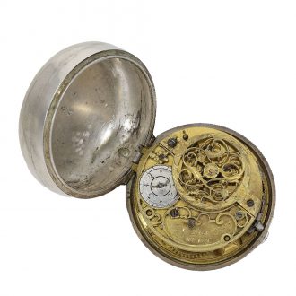 English rare silver watch with enamel painting Circa 1760