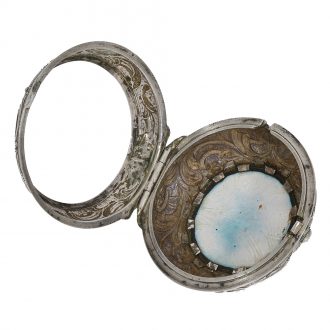 English rare silver watch with enamel painting Circa 1760