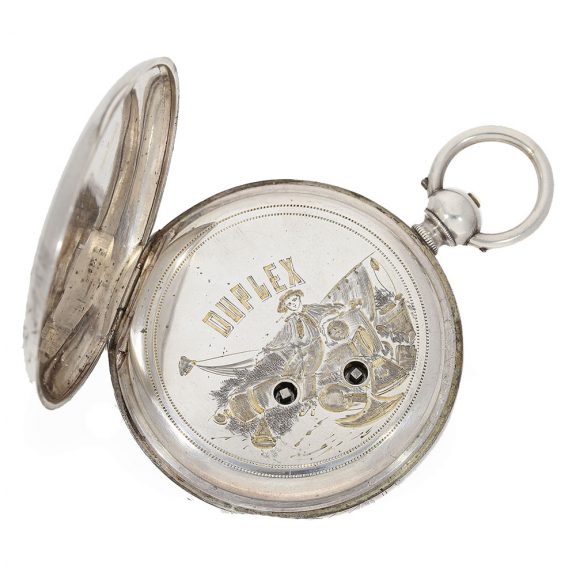 Swiss watch with jewelled duplex escapement and center seconds Circa 1860 Swiss watch with jewelled duplex escapement and center seconds Circa 1860
