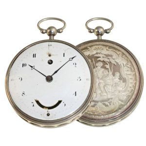 French rarity, extravagant verge silver pocket watch Circa 1780