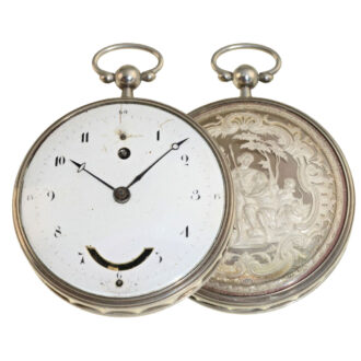 French rarity, extravagant verge silver pocket watch Circa 1780