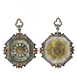French splendidly enamelled rock crystal pendant watch Circa 1830