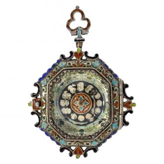 French splendidly enamelled rock crystal pendant watch Circa 1830