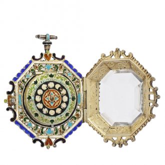 French splendidly enamelled rock crystal pendant watch Circa 1830