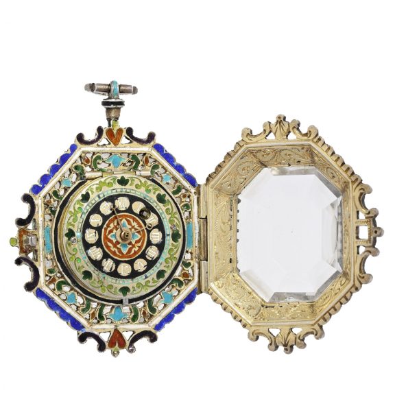 French splendidly enamelled rock crystal pendant watch Circa 1830 French splendidly enamelled rock crystal pendant watch Circa 1830