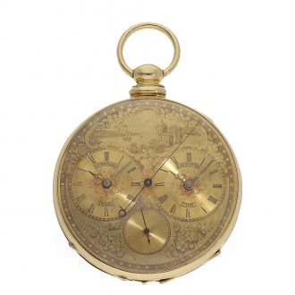English 18 Carat gold pocket watch with two time zones Circa 1825