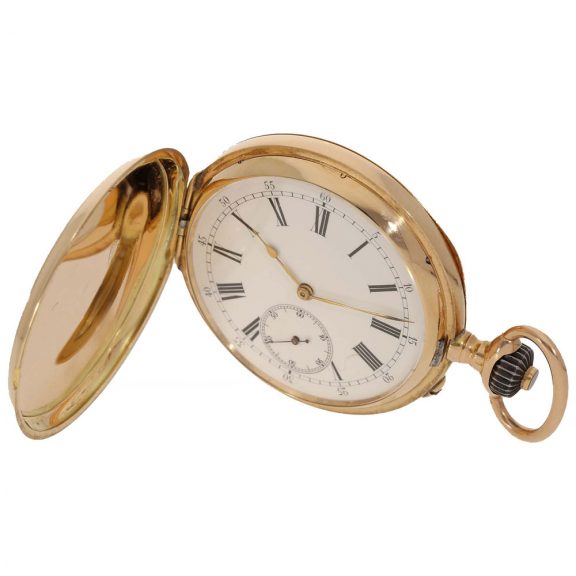 Russian 14 carat gold and enamel hunter cased watch Circa 1901 Russian 14 carat gold and enamel hunter cased watch Circa 1901