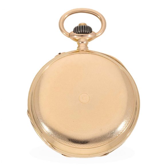 Russian 14 carat gold and enamel hunter cased watch Circa 1901 Russian 14 carat gold and enamel hunter cased watch Circa 1901