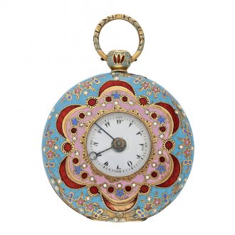 French extremely rare 18 Carat gold enamel verge watch Circa 1820