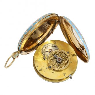 French extremely rare 18 Carat gold enamel verge watch Circa 1820