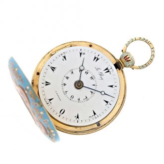 French extremely rare 18 Carat gold enamel verge watch Circa 1820