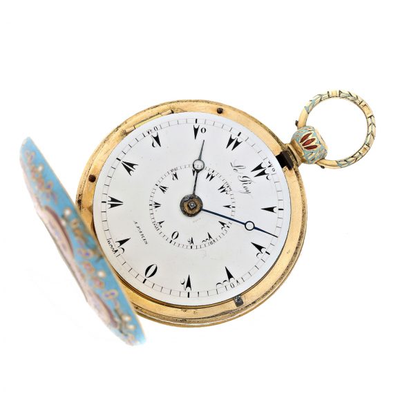 French extremely rare 18 Carat gold enamel verge watch Circa 1820 French extremely rare 18 Carat gold enamel verge watch Circa 1820