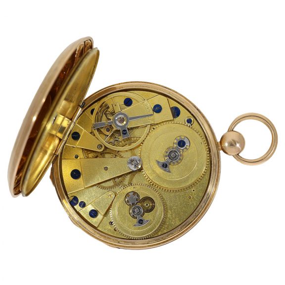 French 18 Carat pink gold lépine with stone cylinder escapement Circa 1825 French 18 Carat pink gold lépine with stone cylinder escapement Circa 1825